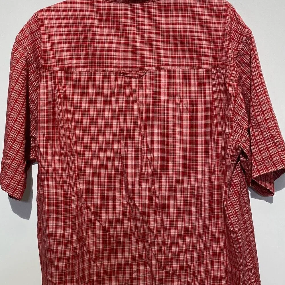 The North Face Men's Red Plaid Collared Short Sleeve Button Up Shirts Size Large